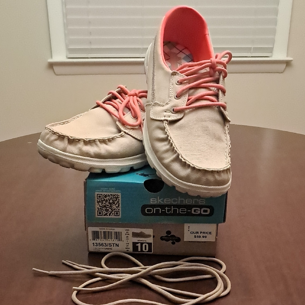Skechers on-the-go Beige and Coral Shoes